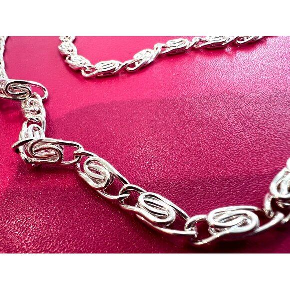 Silver Plated Metal Necklace 17.5 in & Bracelet 7.5 in, Unisex Set of 2 NEW - Picture 9 of 11